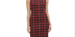 Vestido tubinho xadrez de malha feminino Tommy Hilfiger - Vermelho - Tamanho 6