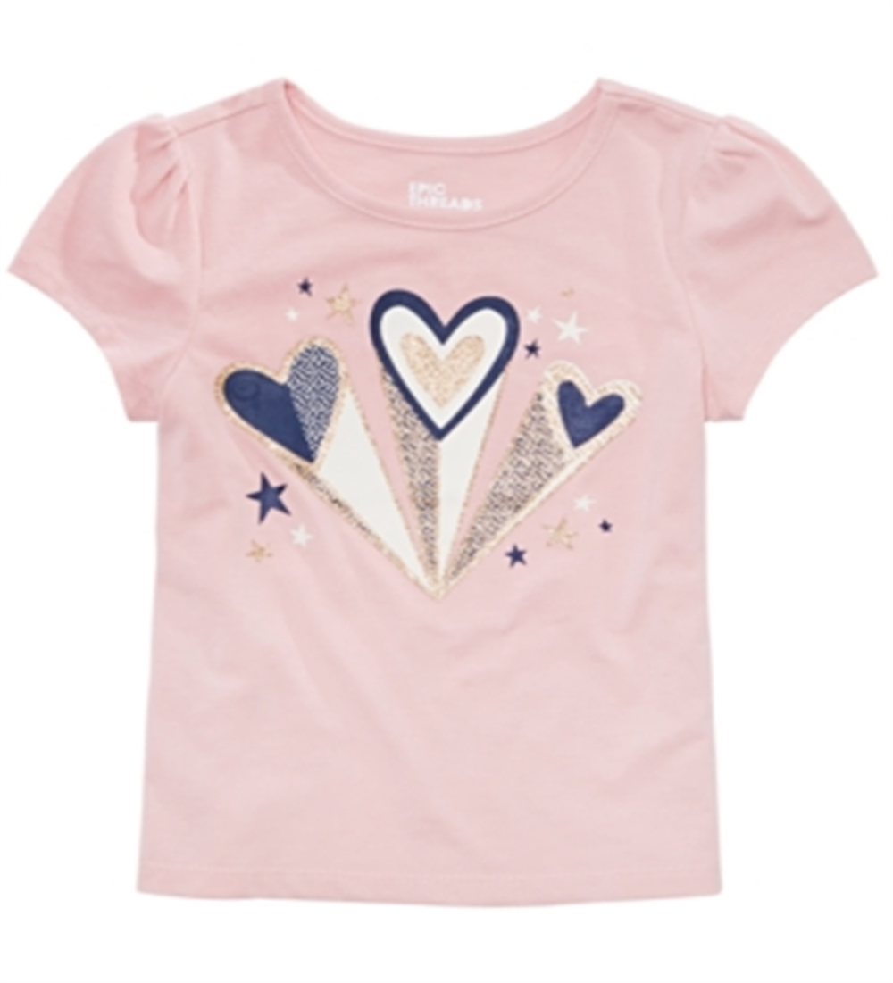 Camiseta infantil Epic Threads com corações para meninas, rosa, tamanho 2T