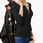 INC International Concepts Feminino Zip Henley Preto Tamanho Pequeno S