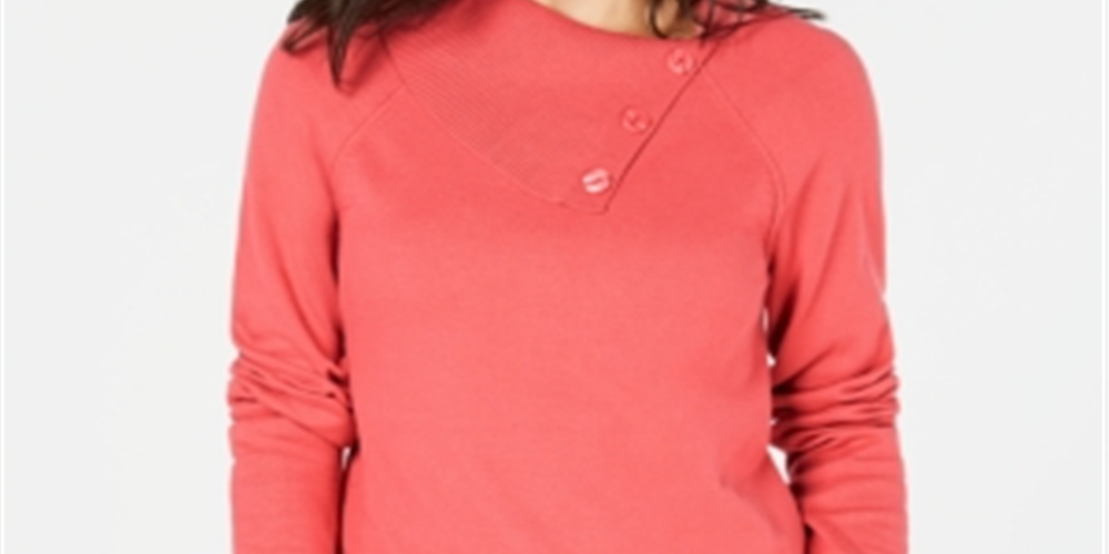 Karen Scott Suéter Feminino de Algodão com Gola Envelope Rosa Tamanho XXG