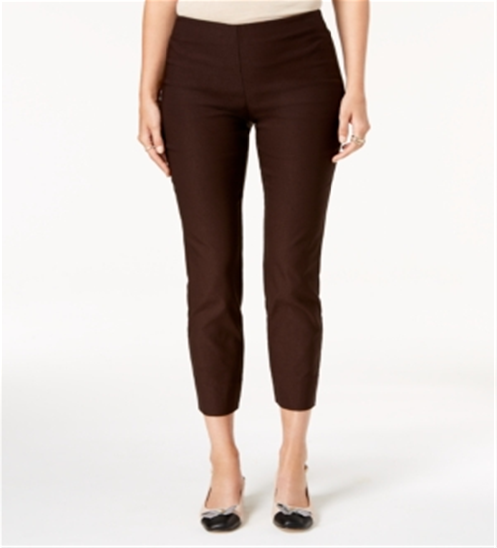 Calça feminina Chelsea Tummy Control Skinny Leg Tornozelo Charter Club Marrom Tamanho 18