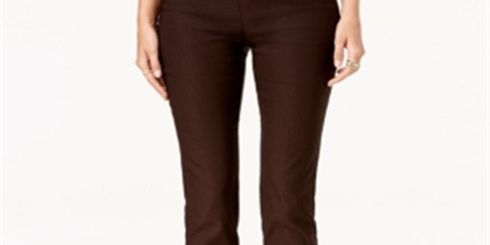 Calça feminina Chelsea Tummy Control Skinny Leg Tornozelo Charter Club Marrom Tamanho 18