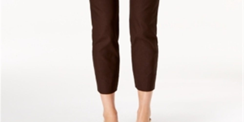Calça feminina Chelsea Tummy Control Skinny Leg Tornozelo Charter Club Marrom Tamanho 18