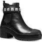 Botas femininas Michael Kors Glenn de couro com sola de couro pretas, tamanho 5M