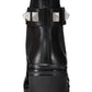 Botas femininas Michael Kors Glenn de couro com sola de couro pretas, tamanho 5M