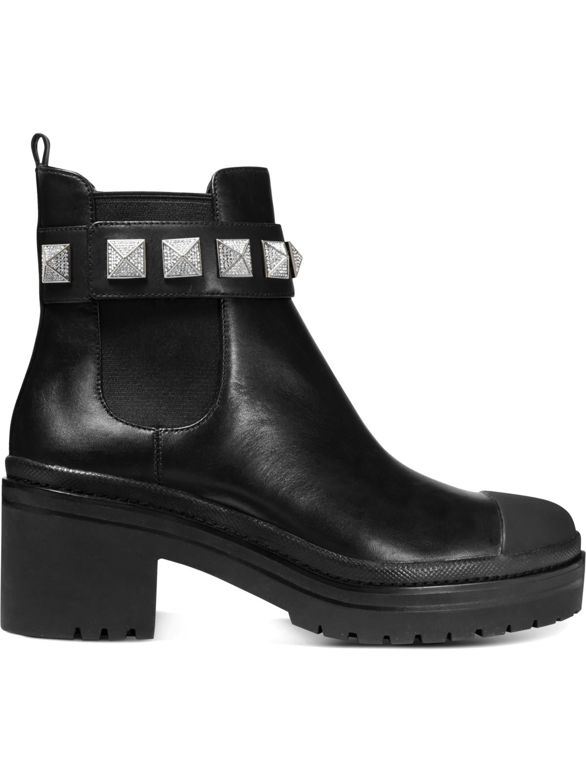 Botas femininas Michael Kors Glenn de couro com sola de couro pretas, tamanho 5M