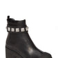 Botas femininas Michael Kors Glenn de couro com sola de couro pretas, tamanho 5M