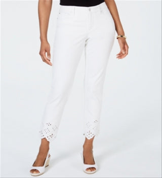 Calça jeans skinny feminina Charter Club Bristol com ilhós, branca, tamanho 14