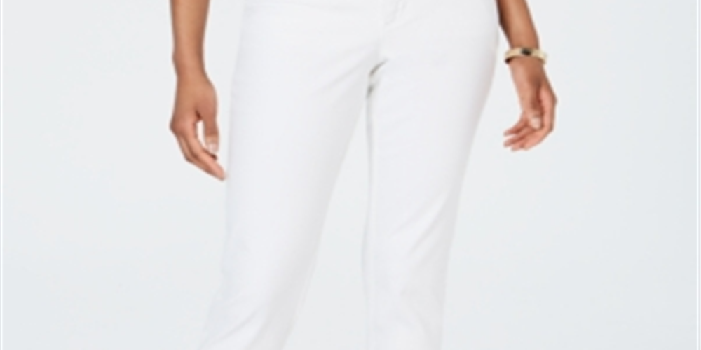 Calça jeans skinny feminina Charter Club Bristol com ilhós, branca, tamanho 14