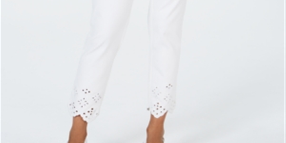 Calça jeans skinny feminina Charter Club Bristol com ilhós, branca, tamanho 14