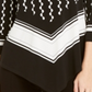 Blusa de noite feminina Alfani estampada com manga 3/4 e gola redonda, preta, tamanho pequeno