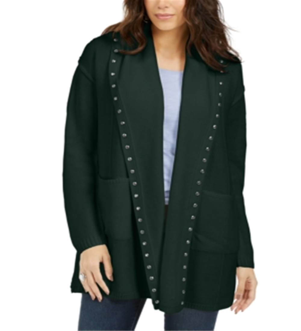 Cardigan feminino com capuz e tachas Style &amp; Co, verde, tamanho pequeno P