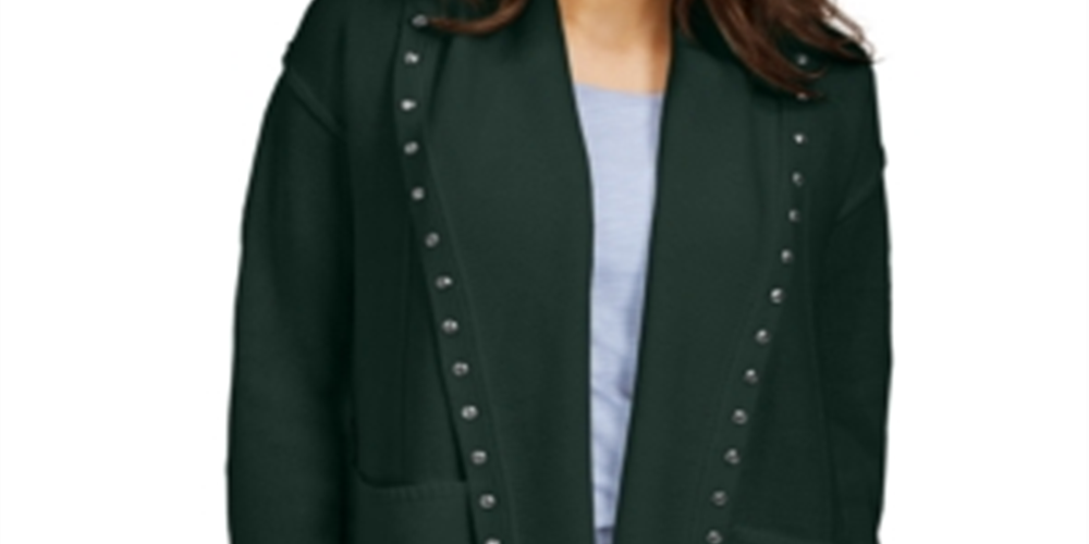 Cardigan feminino com capuz e tachas Style &amp; Co, verde, tamanho pequeno P