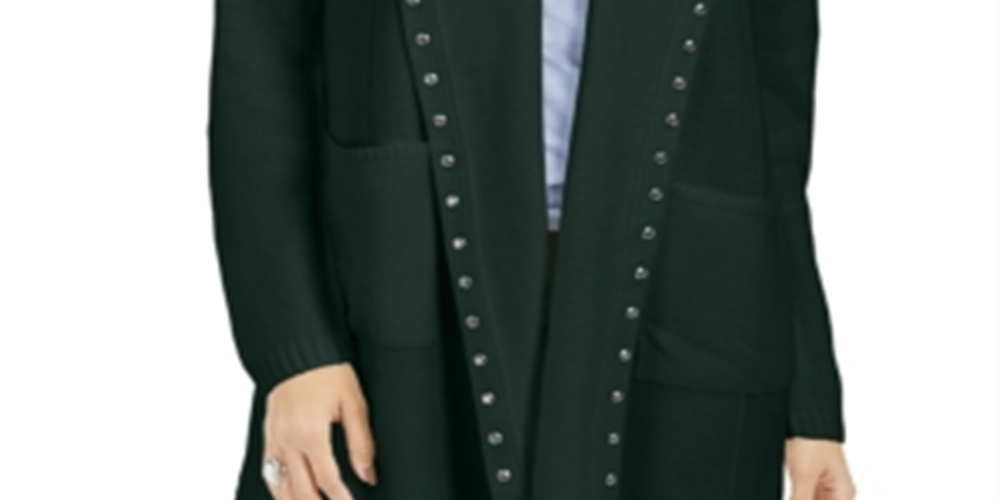 Cardigan feminino com capuz e tachas Style &amp; Co, verde, tamanho pequeno P