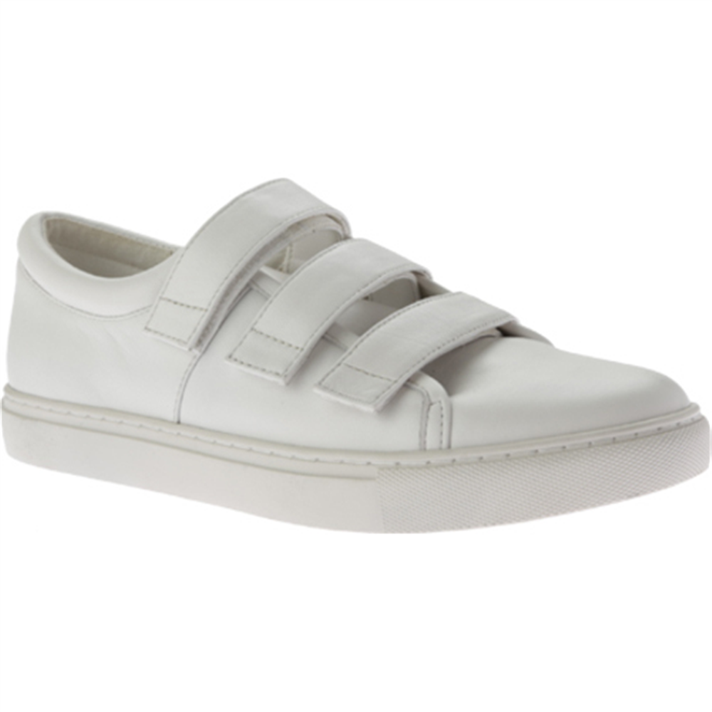 Tênis Kenneth Cole Kingvel de couro feminino, cano baixo, branco, tamanho 6,5 m