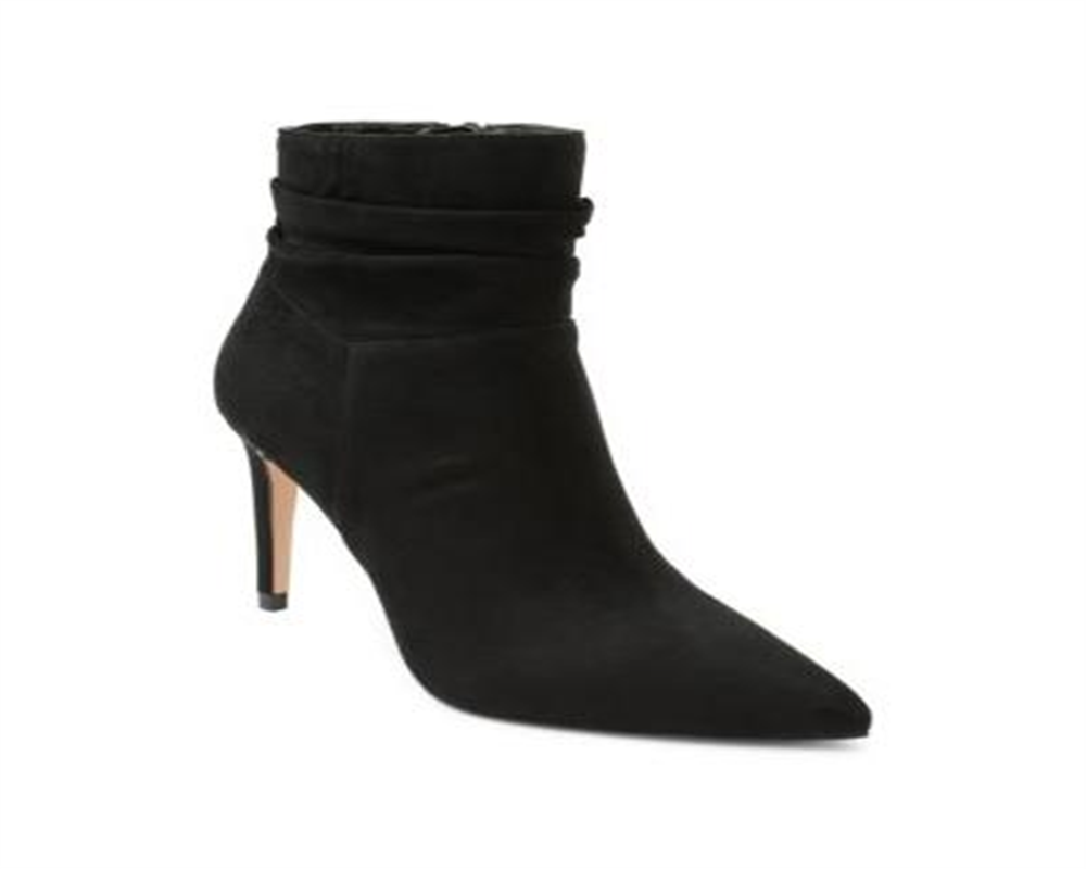 Botas femininas XoXo Taniah bico fino na altura do tornozelo, pretas, tamanho 7M