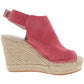 Sandálias femininas Kenneth Cole Olivia Buckle Wedge, coral, tamanho 6, médio