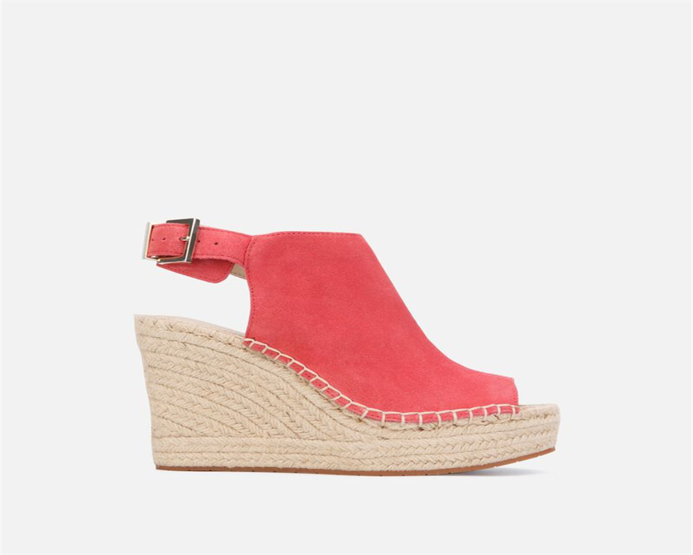 Sandálias femininas Kenneth Cole Olivia Buckle Wedge, coral, tamanho 6, médio