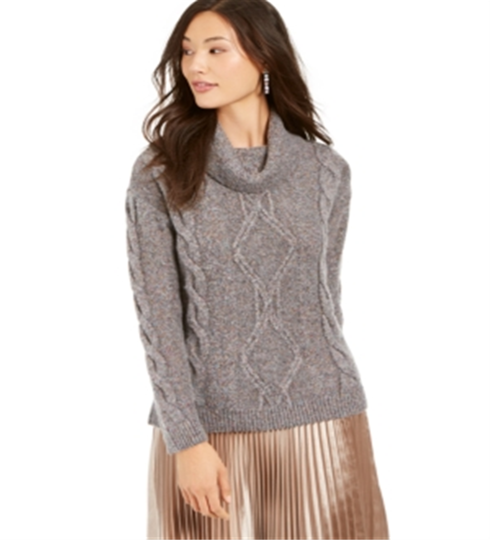 Suéter feminino de tricô trançado Charter Club, cinza, tamanho pequeno P