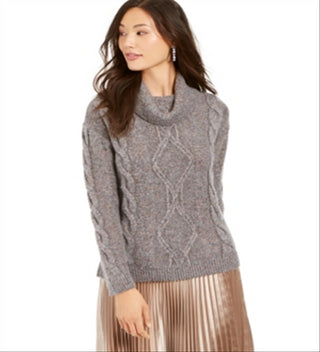 Suéter feminino de tricô trançado Charter Club, cinza, tamanho pequeno P
