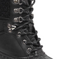 Tommy Hilfiger Botas de neve femininas com salto 1/2 acolchoado, à prova d'água, acabamento em pele, bico redondo, salto bloco, cadarço, pretas, tamanho 5 M