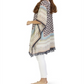 Poncho feminino Roberta Moorish Pattern com bordado à mão e borlas, tamanho único, azul, da Two's Company