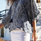 Karen Kane Blusa Feminina com Cadarço Estampada 100% Rayon Azul Tamanho Grande