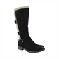 Botas de neve femininas White Mountain com acabamento em pele acolchoado e fivela Santell com bico redondo e salto bloco, tamanho 6 M