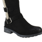 Botas de neve femininas White Mountain com acabamento em pele acolchoado e fivela Santell com bico redondo e salto bloco, tamanho 6 M