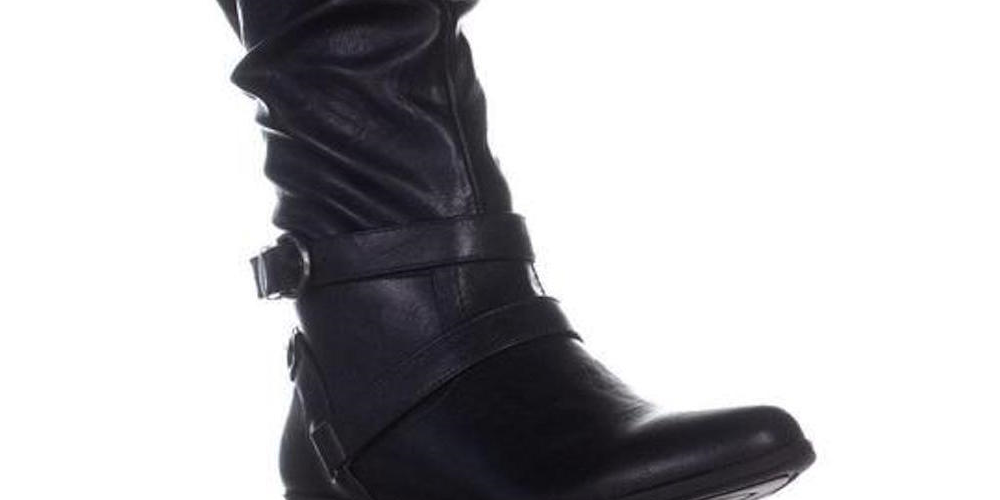 Botas femininas da Cliffs by White Mountain Fairfield com bico amendoado e cano médio, pretas, tamanho 9 M