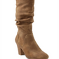 Botas femininas XOXO Slouch com salto alto marrom, tamanho 8,5