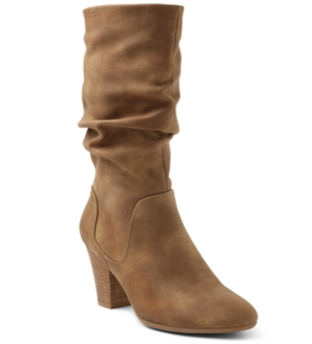 Botas femininas XOXO Slouch com salto alto marrom, tamanho 8,5