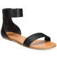 Sandálias rasteiras femininas Sun + Stone Keley de couro sintético, pretas, tamanho 6,5 M