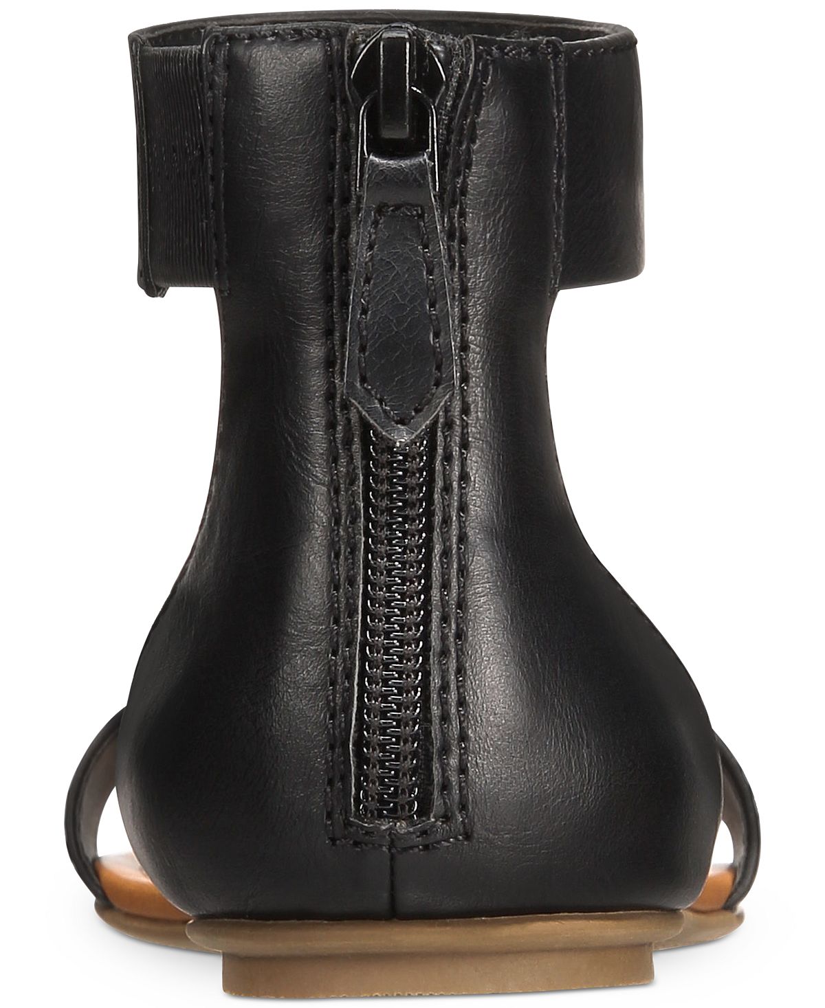 Sandálias rasteiras femininas Sun + Stone Keley de couro sintético, pretas, tamanho 6,5 M