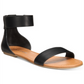 Sandálias rasteiras femininas Sun + Stone Keley de couro sintético, pretas, tamanho 6,5 M