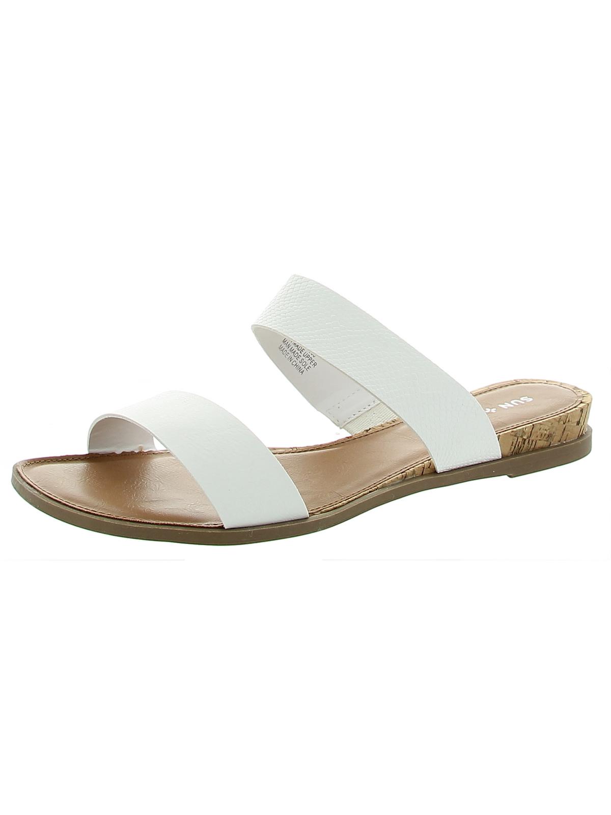 Sandálias femininas Sun + Stone Easten Slide, brancas, tamanho 7 M