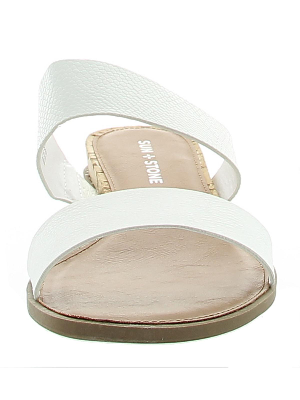 Sandálias femininas Sun + Stone Easten Slide, brancas, tamanho 7 M