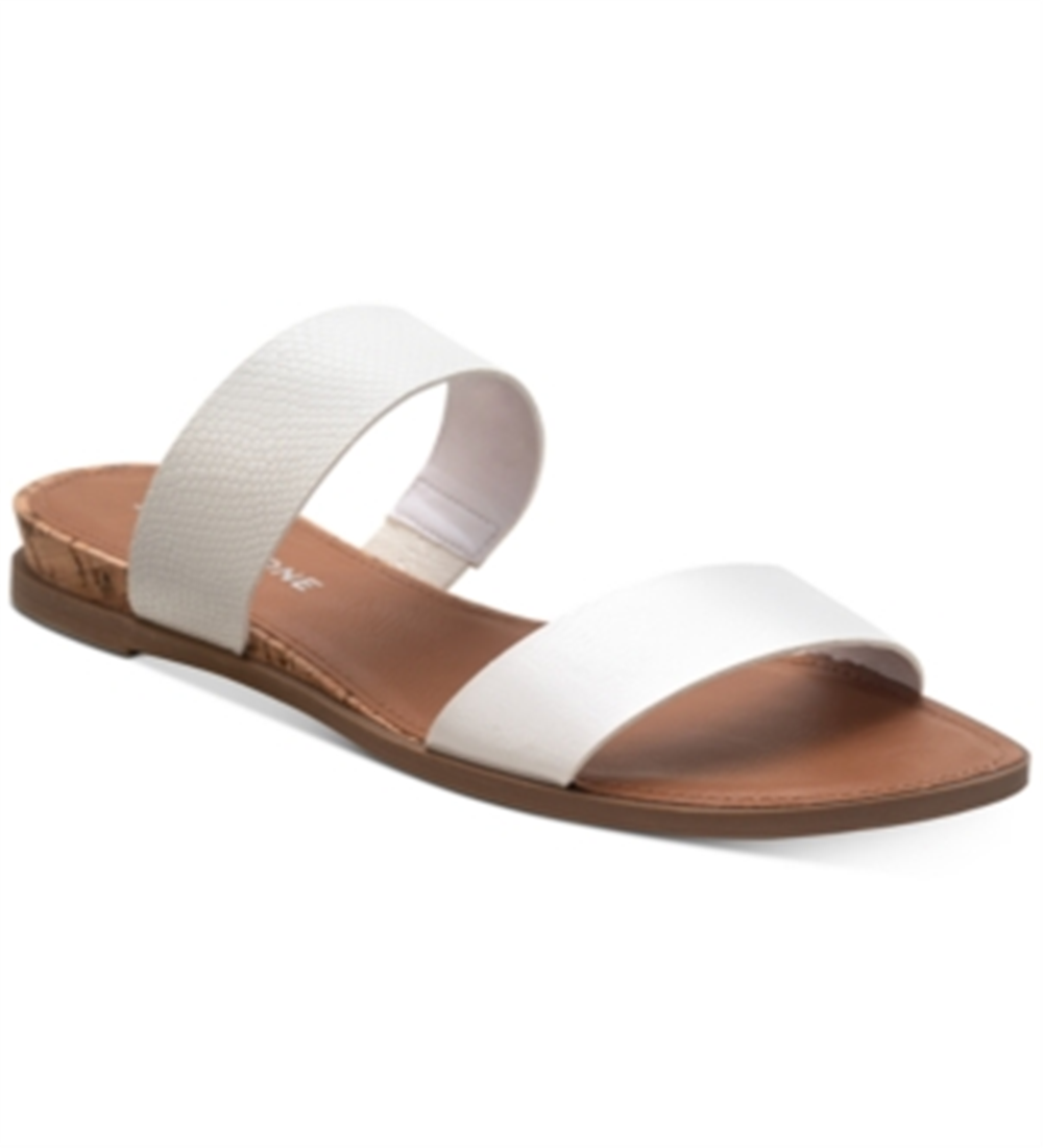 Sandálias femininas Sun + Stone Easten Slide, brancas, tamanho 7 M