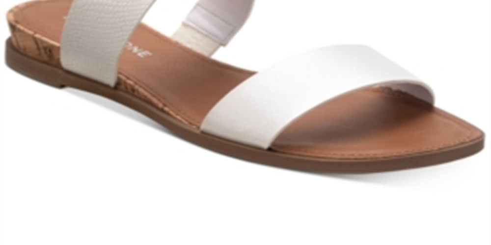 Sandálias femininas Sun + Stone Easten Slide, brancas, tamanho 7 M