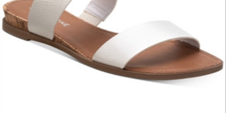 Sandálias femininas Sun + Stone Easten Slide, brancas, tamanho 7 M