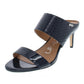 Sandálias femininas Calvin Klein Croc Emboss Cecily em couro envernizado, salto agulha, azul marinho, tamanho 7M