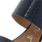 Sandálias femininas Calvin Klein Croc Emboss Cecily em couro envernizado, salto agulha, azul marinho, tamanho 7M