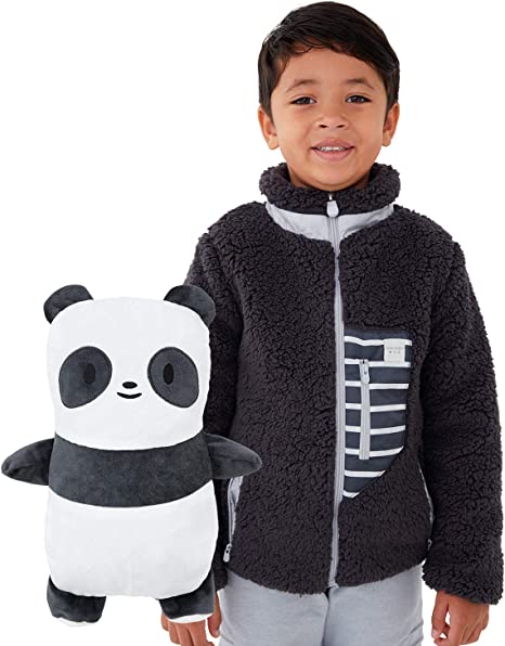 Jaqueta Sherpa Super Macia 2 em 1 Transformadora de Personagens Cubcoats, Jaqueta Sherpa Infantil com Zíper, Preta Unissex