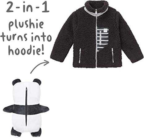 Jaqueta Sherpa Super Macia 2 em 1 Transformadora de Personagens Cubcoats, Jaqueta Sherpa Infantil com Zíper, Preta Unissex