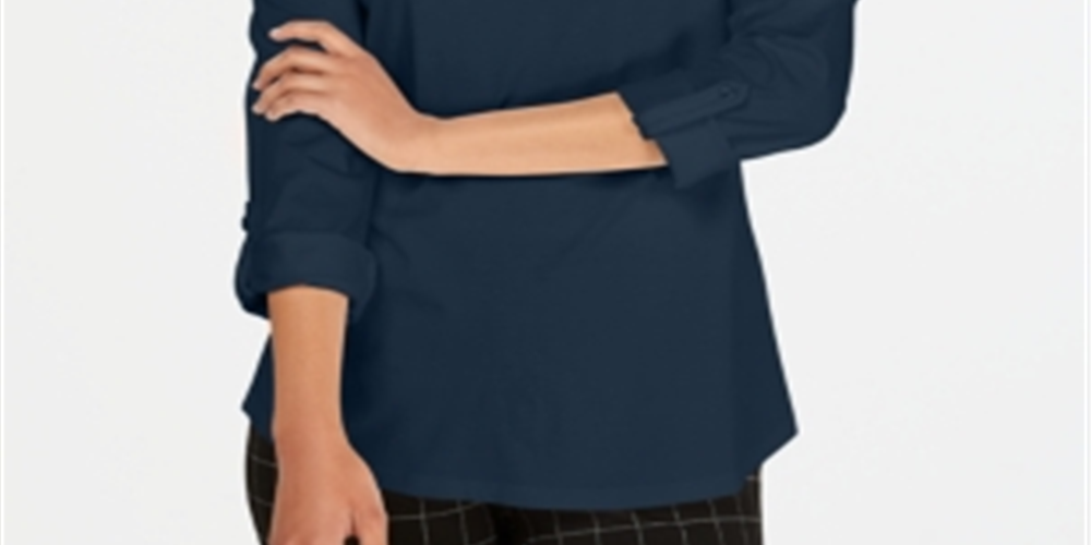 Charter Club Feminino Supima Algodão Gola Dividida Top Vermelho Tamanho Pequeno Médio