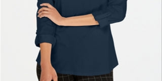 Charter Club Feminino Supima Algodão Gola Dividida Top Vermelho Tamanho Pequeno Médio