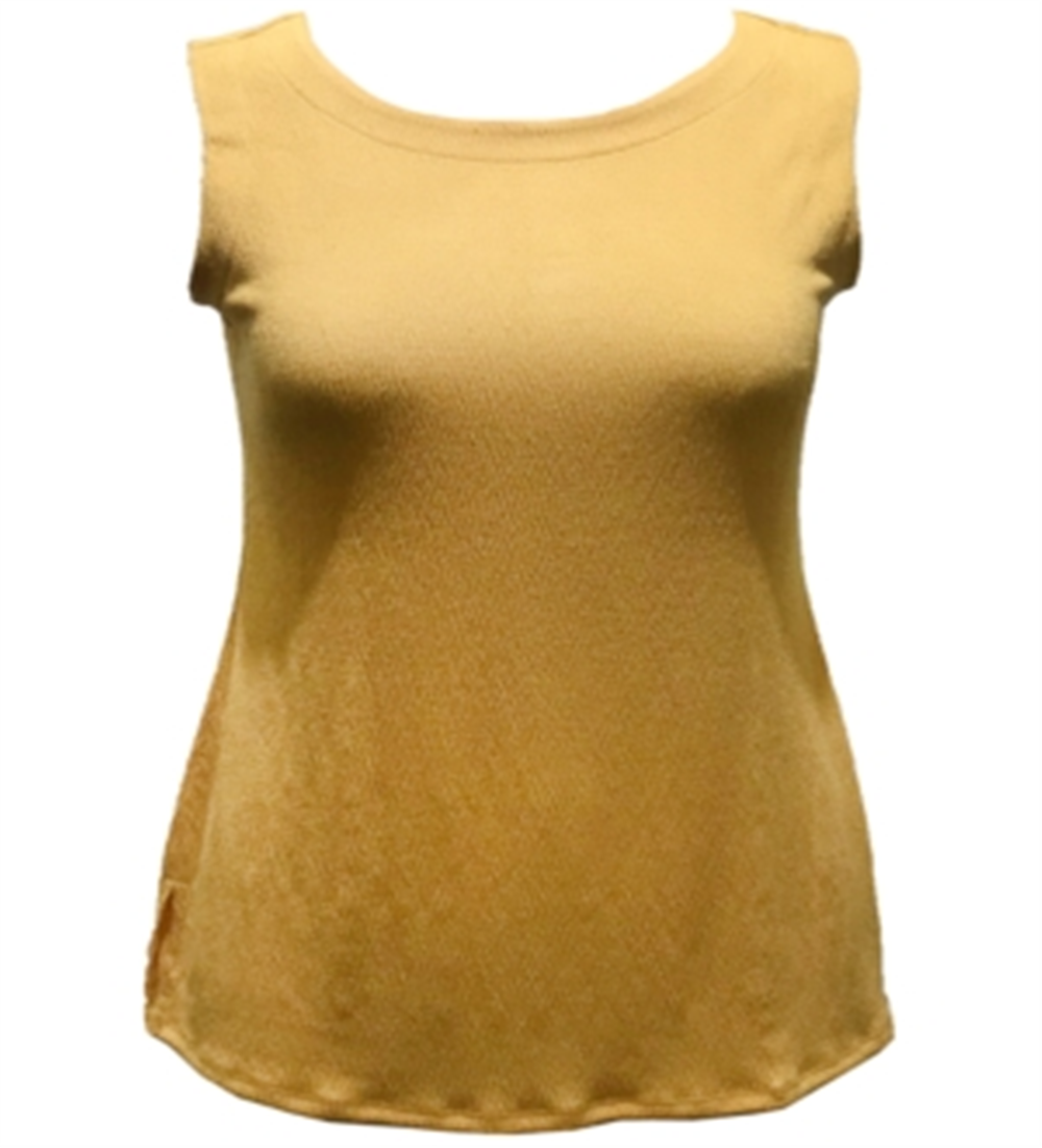 JM Collection Regata feminina elástica sem mangas com decote redondo, amarela, tamanho extragrande