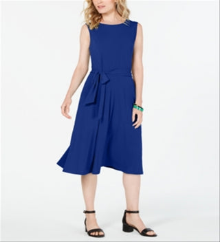 Vestido midi de festa feminino Charter Club Fit &amp; Flare, azul, tamanho X-S