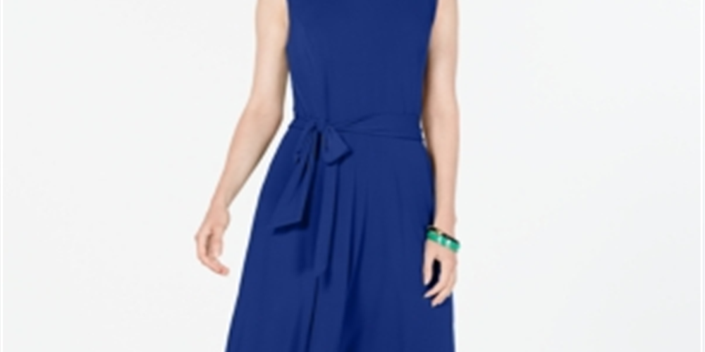 Vestido midi de festa feminino Charter Club Fit &amp; Flare, azul, tamanho X-S