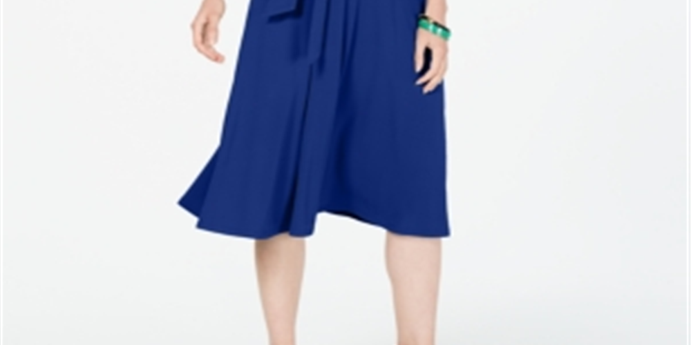 Vestido midi de festa feminino Charter Club Fit &amp; Flare, azul, tamanho X-S
